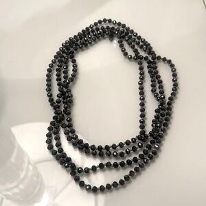 Natasha Black Beaded Long Necklace